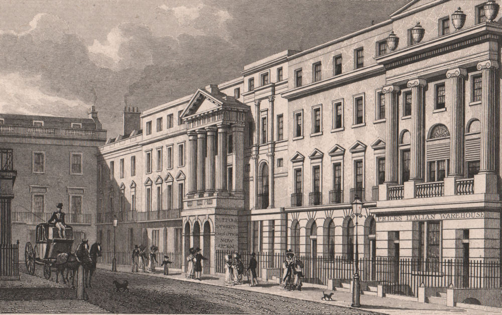 PALL MALL EAST. Suffolk Street. London. SHEPHERD 1828 old antique print